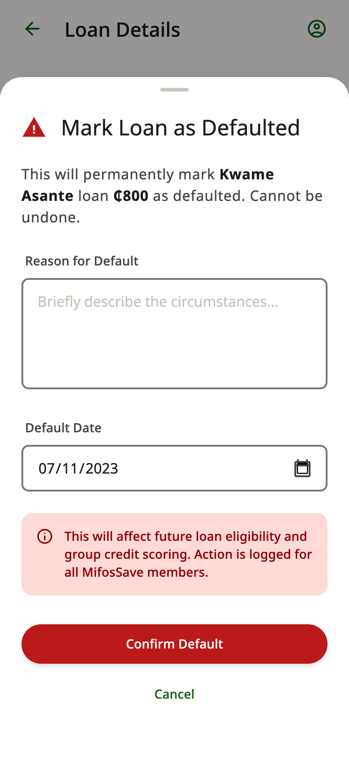 Mark defaulted